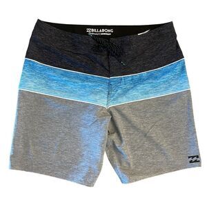 Billabong Platinum Tribong Mens X Stretch Boardshorts Blue Gray Black Size 36